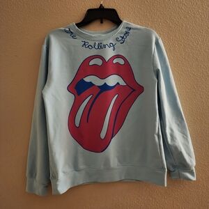 The Rolling Stones Blue Sweater Ling Sleeve Womens Xl